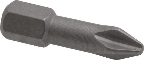 Wera - #2, Torsion Phillips Screwdriver Bit - 1/4" Drive, 1" OAL - Best Tool & Supply