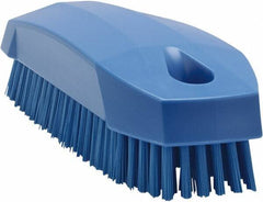 Vikan - 0.7" Bristle Length, Polyester Scrub Brush - 1-1/2" Wide Head, 4-1/2" OAL, Blue, Polypropylene Block - Best Tool & Supply