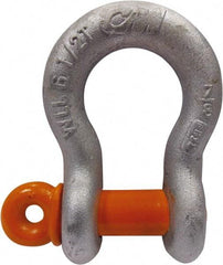 CM - 1/2" Nominal Chain Size, 2 Ton Carbon Steel Screw Anchor Shackle - 23/32" Diam, 5/8" Pin Diam, 13/16" Wide Inside Jaw, 1-5/32" Inside Width - Best Tool & Supply