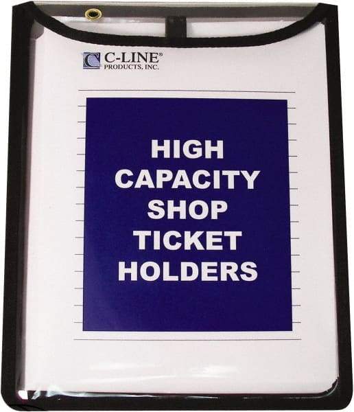 C-LINE - 15 Piece Clear High Capacity with Gussett Stitched Shop Ticket Holder - 12" High x 9" Wide - Best Tool & Supply