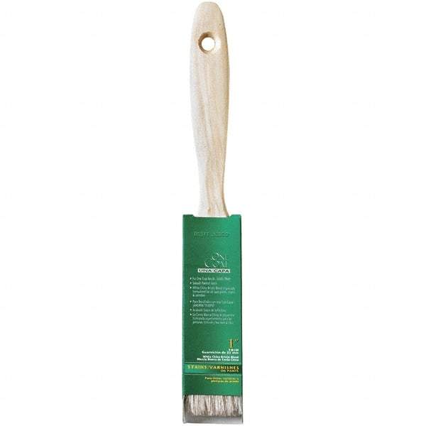 Krylon - 7/16" Flat White China Bristle Trim Brush - 1" Bristle Length, 2-1/4" Wood Beavertail Handle - Best Tool & Supply