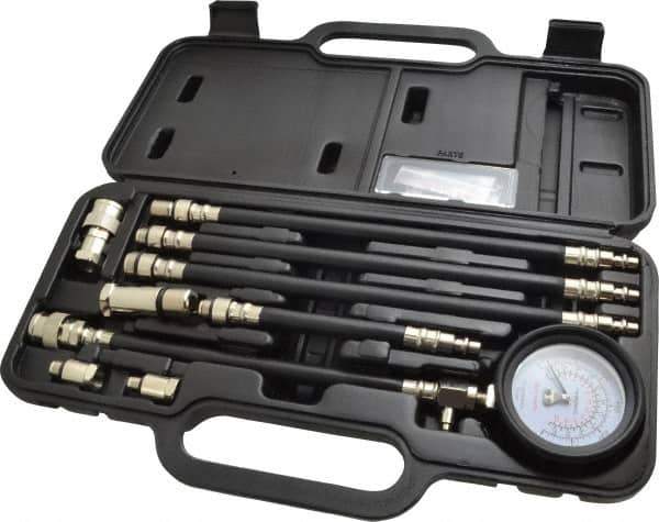 Lincoln - 11 Piece Dial Engine Compression Test Kit - 300 Max Pressure, PSI Scale - Best Tool & Supply