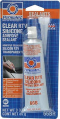 Permatex - 3 oz Tube Clear RTV Silicone Joint Sealant - -75 to 400°F Operating Temp, 24 hr Full Cure Time - Best Tool & Supply