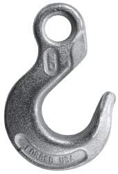 CM - 20,200 Lb Capacity, Chain Grade 43, Steel Eye Hook - 1.98" Hook Throat, 6" Reach, 1.36" Eye ID, 3/4" Chain Diam, 8.88" OAL, Heat Treated - Best Tool & Supply