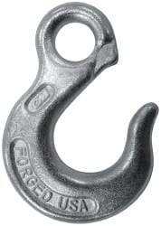 CM - 2,650 Lb Capacity, Chain Grade 30, Steel Eye Hook - 0.92" Hook Throat, 3.17" Reach, 3/4" Eye ID, 3/8" Chain Diam, 4.56" OAL, Heat Treated - Best Tool & Supply