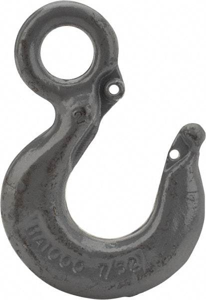 CM - Chain Grade 100, 15,000 Lbs. Load Limit Eye Rigging Hook - 1-1/2 Inch Hook Throat, 5.78 Inch Reach, 1.56 Inch Eye Inside Diameter, 1/2 Inch Chain Diameter, 7.97 Inch Overall Length, 3/4 Inch Eye Thickness - Best Tool & Supply