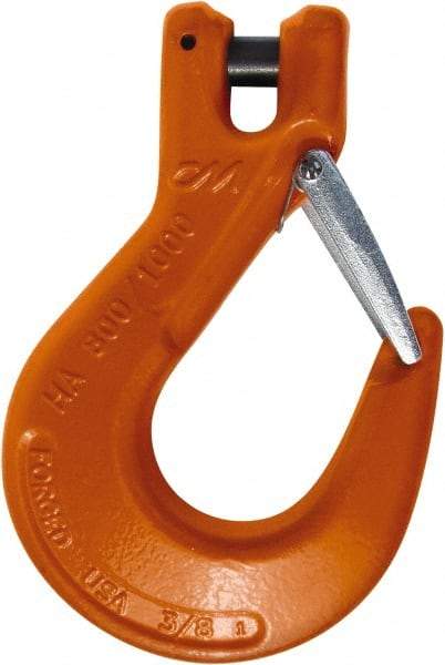 CM - 3/8 Inch Chain Diameter, Grade 100 Clevis Hook - 8,800 Lbs. Load Capacity, 0.47 Inch Inside Diameter, 0.51 Inch Pin Diameter, 1.06 Inch Hook Throat, 6.53 Inch Overall Length, 4.38 Inch Hook Width - Best Tool & Supply