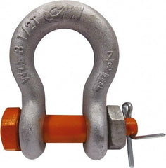 CM - 3/4" Nominal Chain Size, 7 Ton Alloy Steel Bolt Anchor Shackle - 31/32" Diam, 7/8" Pin Diam, 1-1/4" Wide Inside Jaw, 1-3/4" Inside Width - Best Tool & Supply