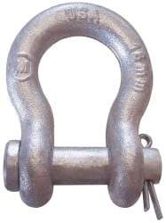 CM - 5/8" Nominal Chain Size, 5 Ton Alloy Steel Round Anchor Shackle - 27/32" Diam, 3/4" Pin Diam, 1-1/16" Wide Inside Jaw, 1-1/2" Inside Width - Best Tool & Supply