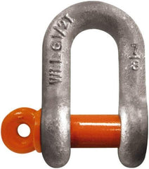 CM - 1/4" Nominal Chain Size, 0.5 Ton Carbon Steel Screw Chain Shackle - 13/32" Diam, 9/32" Pin Diam, 15/32" Wide Inside Jaw, 15/32" Inside Width - Best Tool & Supply