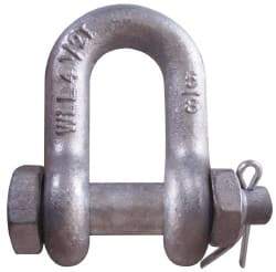 CM - 3/4" Nominal Chain Size, 4.75 Ton Carbon Steel Bolt Chain Shackle - 31/32" Diam, 7/8" Pin Diam, 1-1/4" Wide Inside Jaw, 1-1/4" Inside Width - Best Tool & Supply