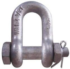 CM - 1/2" Nominal Chain Size, 2 Ton Carbon Steel Bolt Chain Shackle - 23/32" Diam, 5/8" Pin Diam, 13/16" Wide Inside Jaw, 13/16" Inside Width - Best Tool & Supply