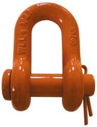 CM - 1/4" Nominal Chain Size, 0.75 Ton Carbon Steel Round Chain Shackle - 13/32" Diam, 9/32" Pin Diam, 15/32" Wide Inside Jaw, 15/32" Inside Width - Best Tool & Supply