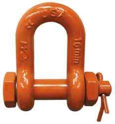 CM - 5/16" Nominal Chain Size, 1 Ton Carbon Steel Bolt Chain Shackle - 15/32" Diam, 3/8" Pin Diam, 17/32" Wide Inside Jaw, 17/32" Inside Width - Best Tool & Supply