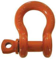 CM - 3/4" Nominal Chain Size, 6.5 Ton Carbon Steel Screw Anchor Shackle - 31/32" Diam, 7/8" Pin Diam, 1-1/4" Wide Inside Jaw, 1-3/4" Inside Width - Best Tool & Supply