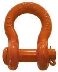 CM - 5/16" Nominal Chain Size, 1 Ton Carbon Steel Round Anchor Shackle - 15/32" Diam, 3/8" Pin Diam, 5/8" Wide Inside Jaw, 25/32" Inside Width - Best Tool & Supply