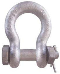 CM - 5/16" Nominal Chain Size, 1 Ton Carbon Steel Bolt Anchor Shackle - 15/32" Diam, 3/8" Pin Diam, 17/32" Wide Inside Jaw, 25/32" Inside Width - Best Tool & Supply