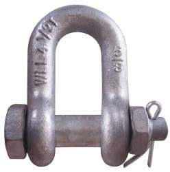 CM - 1/2" Nominal Chain Size, 3 Ton Carbon Steel Bolt Chain Shackle - 23/32" Diam, 5/8" Pin Diam, 13/16" Wide Inside Jaw, 13/16" Inside Width - Best Tool & Supply