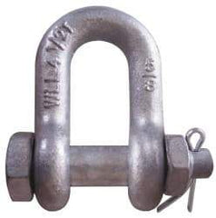 CM - 5/16" Nominal Chain Size, 1 Ton Carbon Steel Bolt Chain Shackle - 15/32" Diam, 3/8" Pin Diam, 17/32" Wide Inside Jaw, 17/32" Inside Width - Best Tool & Supply