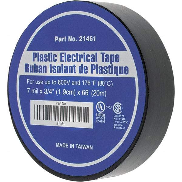 Value Collection - 3/4" x 66', Black Vinyl Electrical Tape - 7 mil Thick - Best Tool & Supply