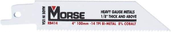 M.K. MORSE - 4" Long x 3/4" Thick, Bi-Metal Reciprocating Saw Blade - Tapered Profile, 14 TPI, Toothed Edge, Universal Shank - Best Tool & Supply