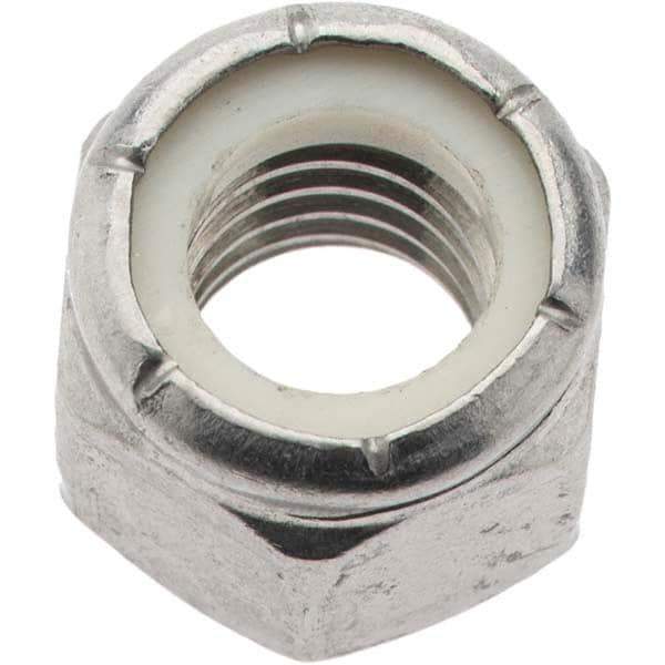 Value Collection - 3/8-16 UNC 18-8 Hex Lock Nut with Nylon Insert - 9/16" Width Across Flats, 15/32" High - Best Tool & Supply