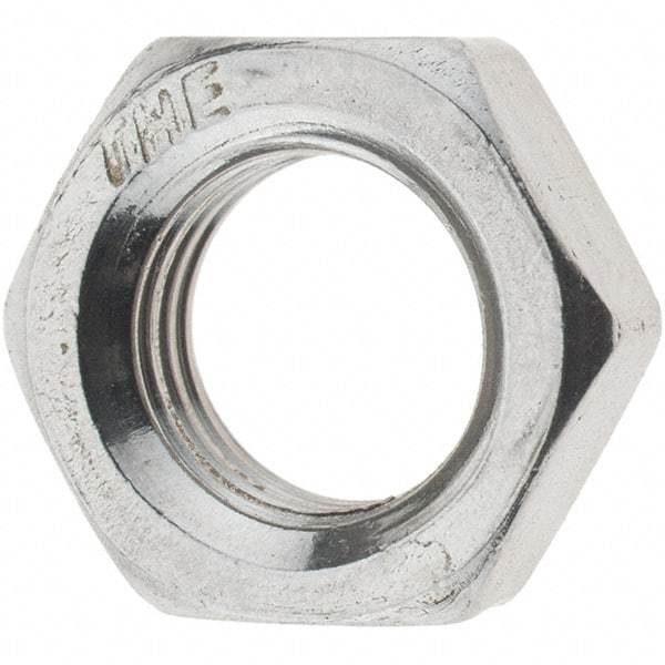 Value Collection - 3/8-24 UNF Stainless Steel Right Hand Hex Jam Nut - 9/16" Across Flats, 7/32" High, Uncoated - Best Tool & Supply