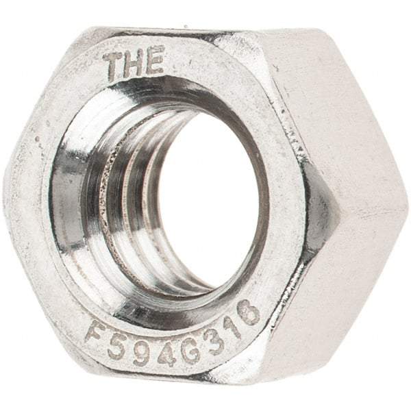 Value Collection - 5/16-18 UNC Stainless Steel Right Hand Hex Nut - 1/2" Across Flats, 17/64" High, Uncoated - Best Tool & Supply