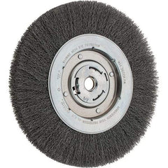 Weiler - 10" OD, 3/4" Arbor Hole, Crimped Steel Wheel Brush - 1-1/8" Face Width, 1-7/8" Trim Length, 0.014" Filament Diam, 3,600 RPM - Best Tool & Supply