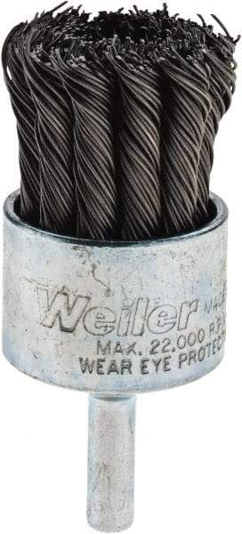 Weiler - 1-1/8" Brush Diam, Knotted, End Brush - 1/4" Diam Shank, 22,000 Max RPM - Best Tool & Supply