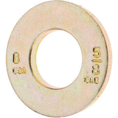 5/8″ Screw SAE Flat Washer: Carbon Steel, Zinc-Plated Yellow Chromate 21/32″ ID, 1.312″ OD, 9/64″ Thick