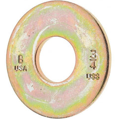 3/4″ Screw USS Flat Washer: Carbon Steel, Zinc-Plated Yellow Chromate 13/32″ ID, 2″ OD, 9/64″ Thick