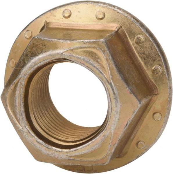 Made in USA - 3/4-16 Grade G Steel Hex Flange Lock Nut - Zinc Yellow Dichromate Finish - Best Tool & Supply