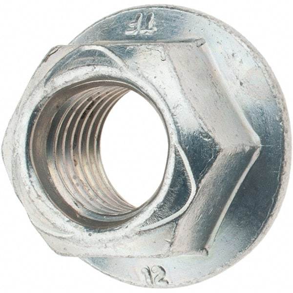 Made in USA - M16x2.00 Class 12 Steel Hex Flange Lock Nut - 18.3mm High, Cadium Plated with Wax Finish - Best Tool & Supply