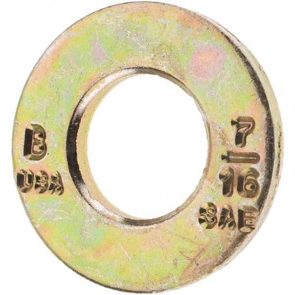 7/16″ Screw SAE Flat Washer: Carbon Steel, Zinc-Plated Yellow Chromate 15/32″ ID, 0.921″ OD, 3/32″ Thick