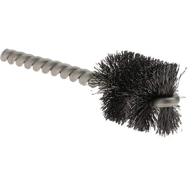 Weiler - 1" Diam Helical Steel Tube Brush - Single Spiral, 0.008" Filament Diam, 1" Brush Length, 3-1/2" OAL, 1/4" Diam Stainless Steel Shank - Best Tool & Supply