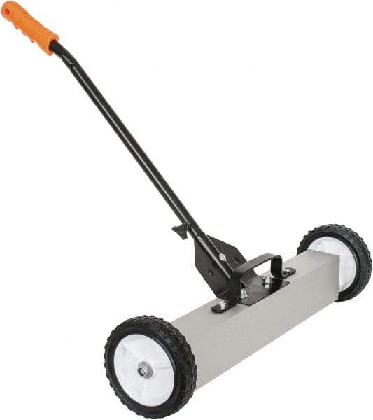 Shields Magnetics - 24" Long Push Magnetic Sweeper with Wheels - 6-13/16" Wide x 13" High x 48" Long, 7" Wheel Diam, 3/4 to 1-1/2" Clearance - Best Tool & Supply