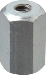 Made in USA - #6-32 UNC, 1/2" OAL Steel Standard Coupling Nut - Zinc-Plated Finish, 5/16" Width Across Flats - Best Tool & Supply