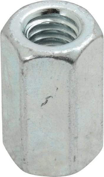 Value Collection - 5/16-18 UNC, 7/8" OAL Steel Standard Coupling Nut - Zinc-Plated Finish, 1/2" Width Across Flats - Best Tool & Supply