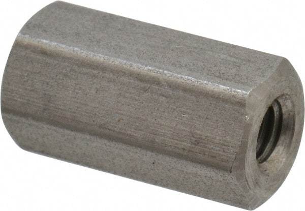 Made in USA - #10-32 UNF, 3/4" OAL Stainless Steel Standard Coupling Nut - 3/8" Width Across Flats - Best Tool & Supply