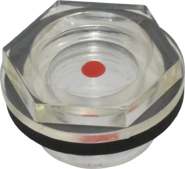 J.W. Winco - G 3/8 Thread, 19mm Distance Across Flats, Plastic Oil Level Sight Glasses - 22mm Flange Diameter, 7mm Length Under Head - Best Tool & Supply