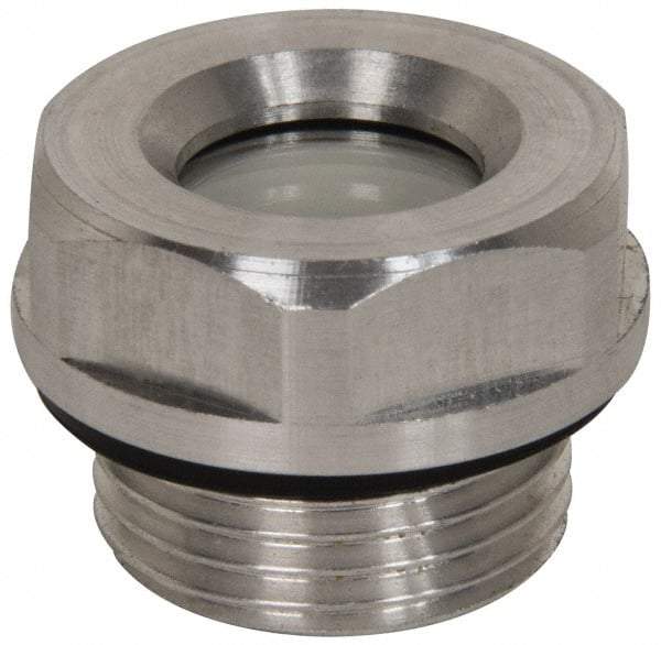 J.W. Winco - M33x1.5 Thread, 36mm Distance Across Flats, Aluminum Oil Level Sight Glasses - 40mm Flange Diameter, 8.5mm Head Height, 11mm Length Under Head - Best Tool & Supply