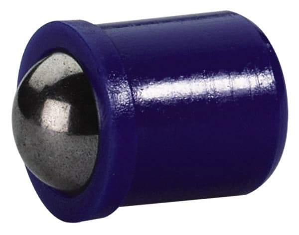 HALDER - 6mm Body Length x 5mm Body Diam, 6 N Init to 9.4 N Final End Force, Thermoplastic Press Fit Ball Plunger - 4mm Ball Diam, 1mm Max Ball Reach, 0.1mm Tolerance, 1mm Flange Thickness - Best Tool & Supply