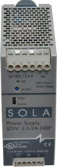 Sola/Hevi-Duty - 60 Watt, 2.50 Amp, 230 VAC Input, 24 VDC Output, DIN Rail Power Supply - 1.97 Inch Wide x 4.55 Inch Deep x 4.88 Inch High, Up to 87.5% Efficiency, 14 to 140°F, Green LED - Best Tool & Supply