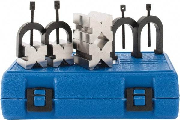 Fowler - 1 to 1-1/2" Capacity, 90° Angle, 4-Way V-Block - 1-1/2 and 2" Long x 1-1/4 and 1-1/2" Wide x 1-1/4 and 1-1/2" High, Sold as 2 Block Set - Best Tool & Supply