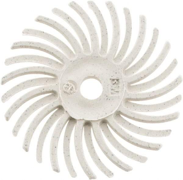 3M - 1" Diam, 1/16" Max Face Width, Shank Radial Bristle Brush - 120 Grit, Fine Grade, 35,000 Max RPM, White - Best Tool & Supply