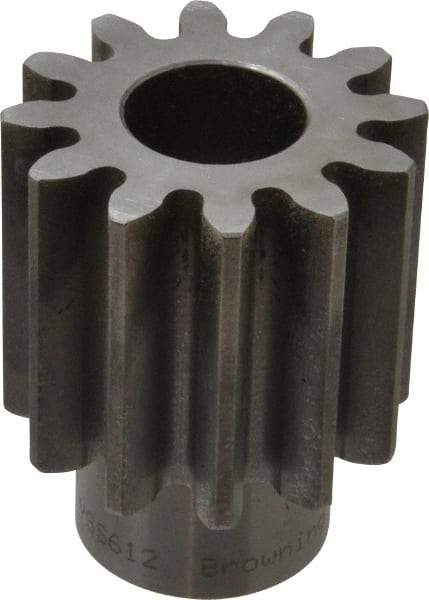 Browning - 6 Pitch, 2" Pitch Diam, 2.33" OD, 12 Tooth Spur Gear - 2" Face Width, 1" Bore Diam, 1-1/2" Hub Diam, 20° Pressure Angle, Steel - Best Tool & Supply