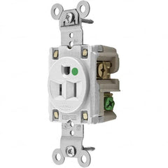 Hubbell Wiring Device-Kellems - 125V 15A NEMA 5-15R Hospital Grade White Straight Blade Single Receptacle - Best Tool & Supply