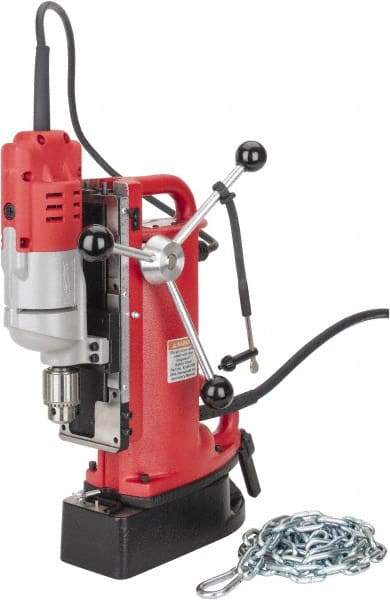 Milwaukee Tool - 1/2" Chuck, 9" Travel, Portable Electromagnetic Drill Press - 600 RPM, 7.2 Amps, 120 Volts, 9' Cord Length - Best Tool & Supply