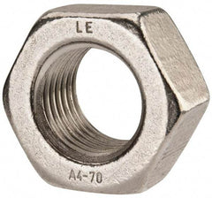 Value Collection - M42x4.50 Metric Coarse Stainless Steel Right Hand Hex Nut - 65mm Across Flats, 34mm High, Uncoated - Best Tool & Supply